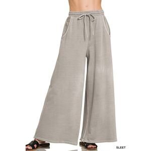 ZENANA WOMENS  SLEET  FRENCH TERRY PIGMENT DYE & ENZYME WASHED PANTS